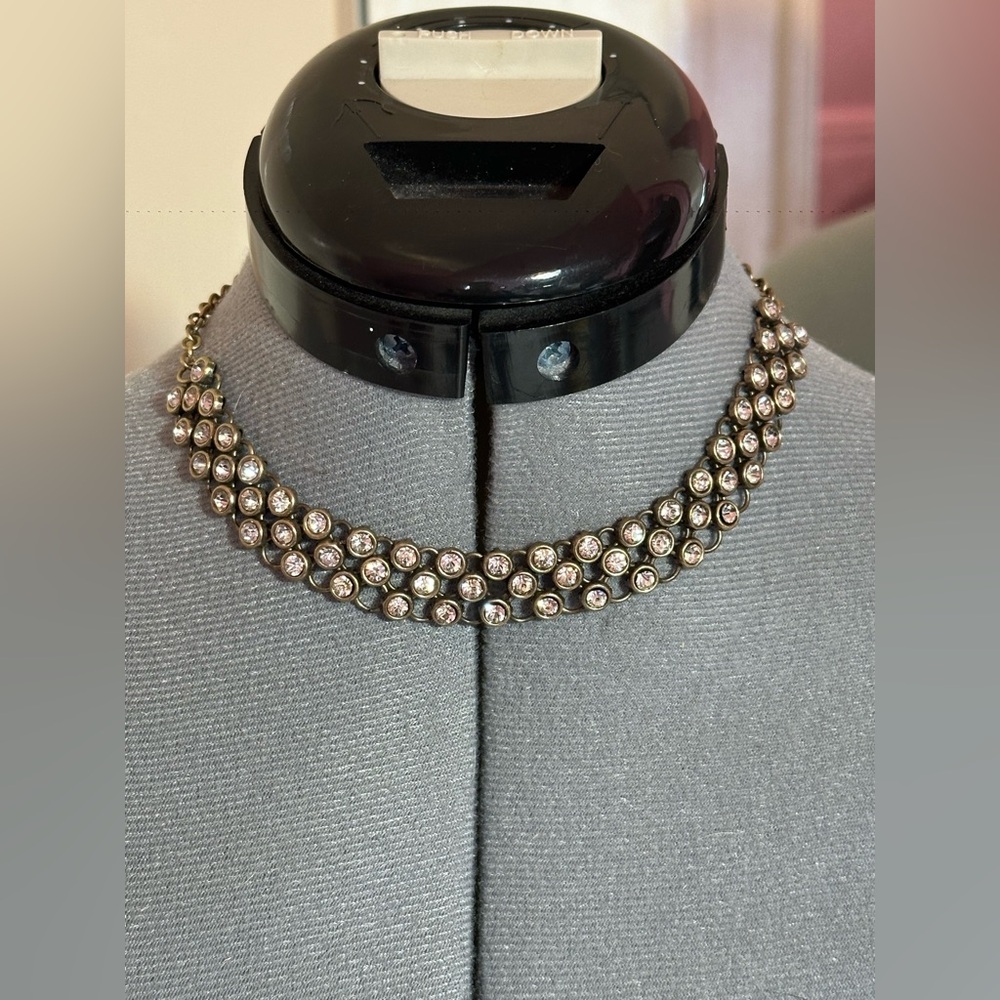 Vintage-Inspired Gold Crystal Choker Necklace - Gold